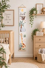 Personalized safari growth chart for kids with jungle animals