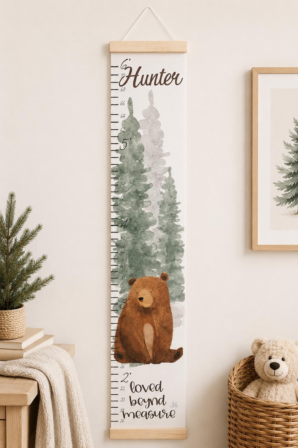 Personalized woodland growth chart with forest animals for kids
