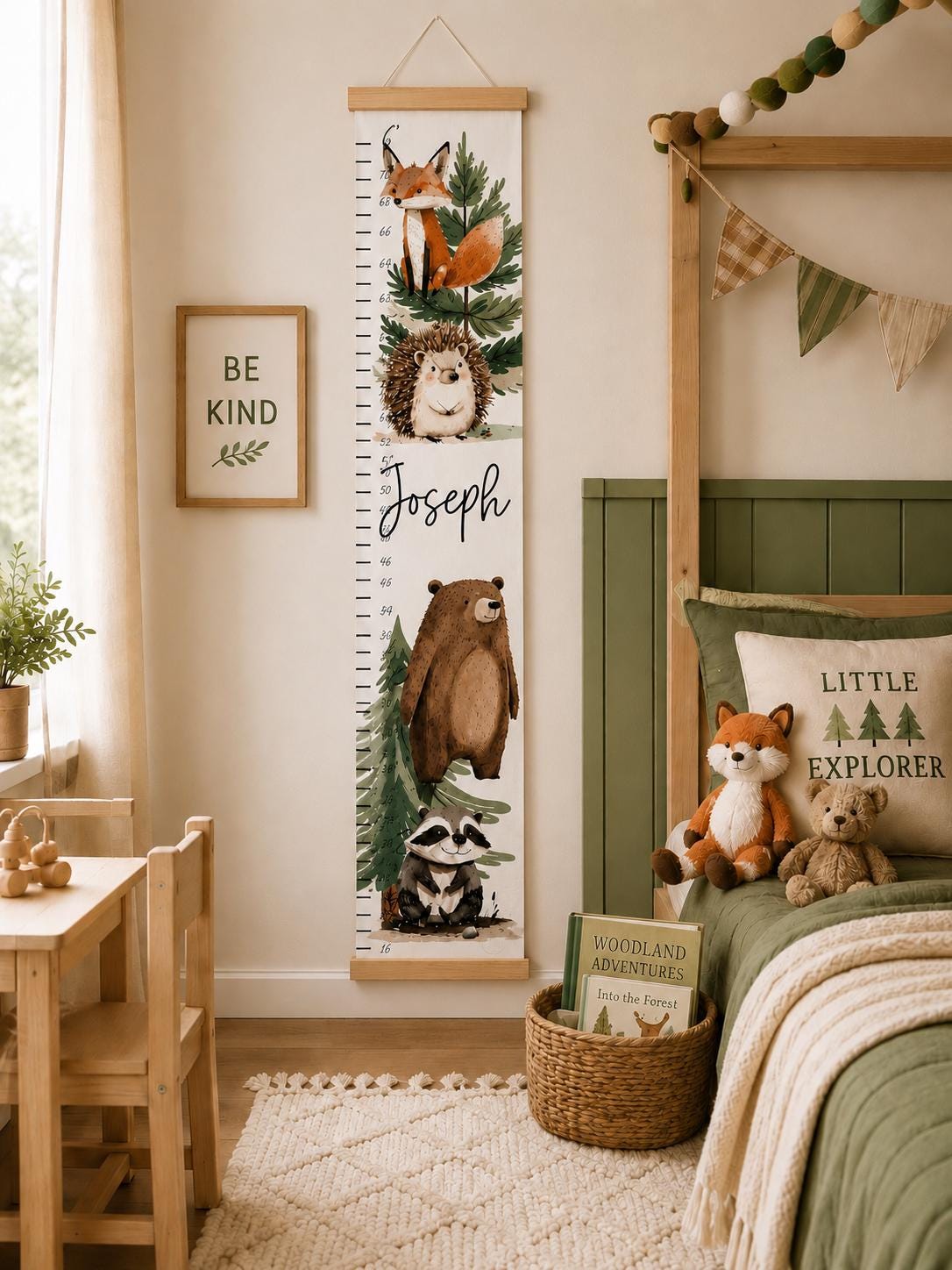 personalized forest animal height chart for woodland nursery