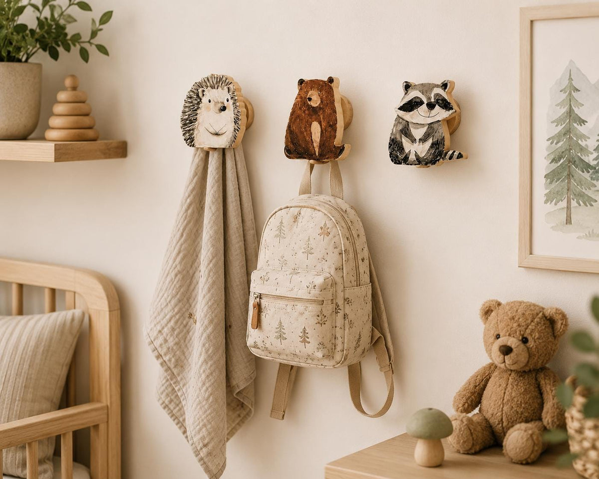 Woodland Animal Wall Hook | Nursery Wall Hook | Woodland Nursery Decor | Bear Raccoon Fox Owl | Hedgehogh Squirrel | Kids Room Decor