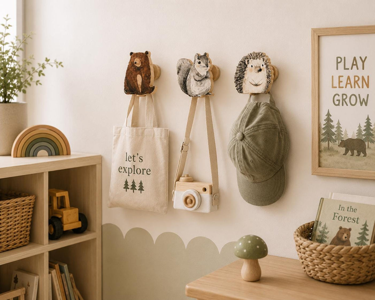 Woodland Animal Wall Hook | Nursery Wall Hook | Woodland Nursery Decor | Bear Raccoon Fox Owl | Hedgehogh Squirrel | Kids Room Decor
