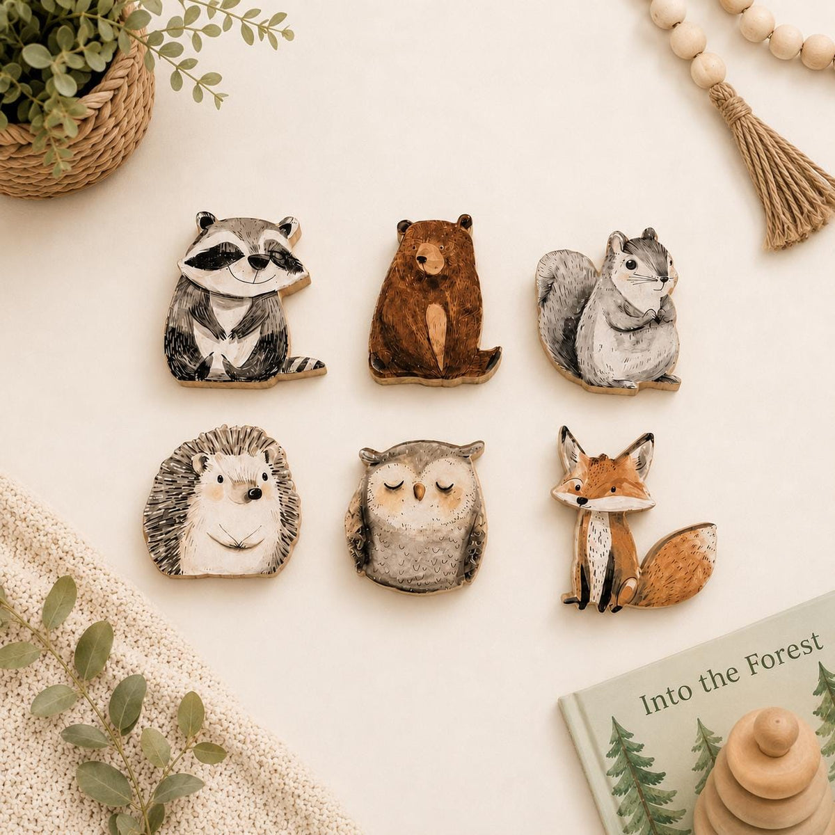 Woodland Animal Wall Hook | Nursery Wall Hook | Woodland Nursery Decor | Bear Raccoon Fox Owl | Hedgehogh Squirrel | Kids Room Decor