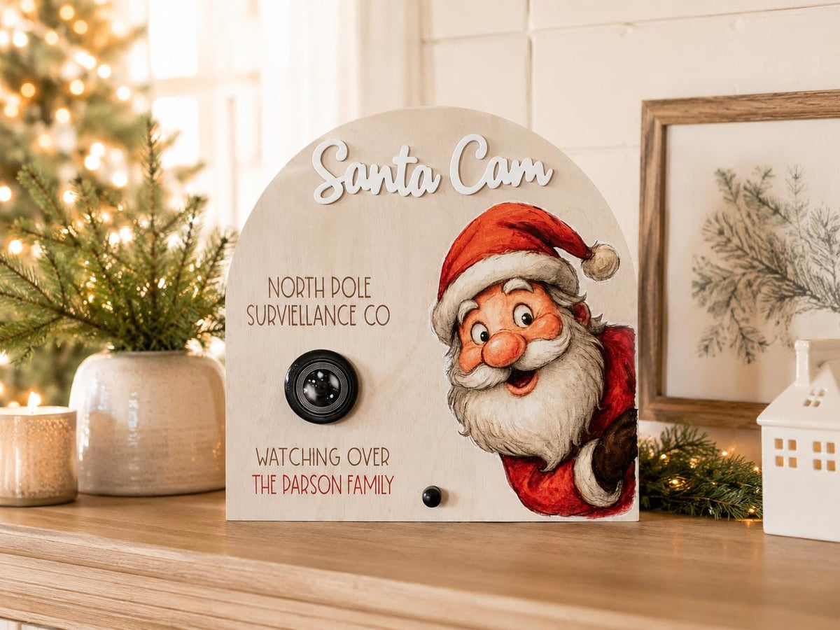 Personalized Santa camera Christmas decoration with realistic camera lens