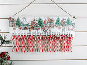 Candy cane advent calendar hanging Christmas decoration for family countdown