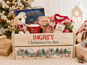 Personalized Christmas Eve box for kids with colorful Christmas village design