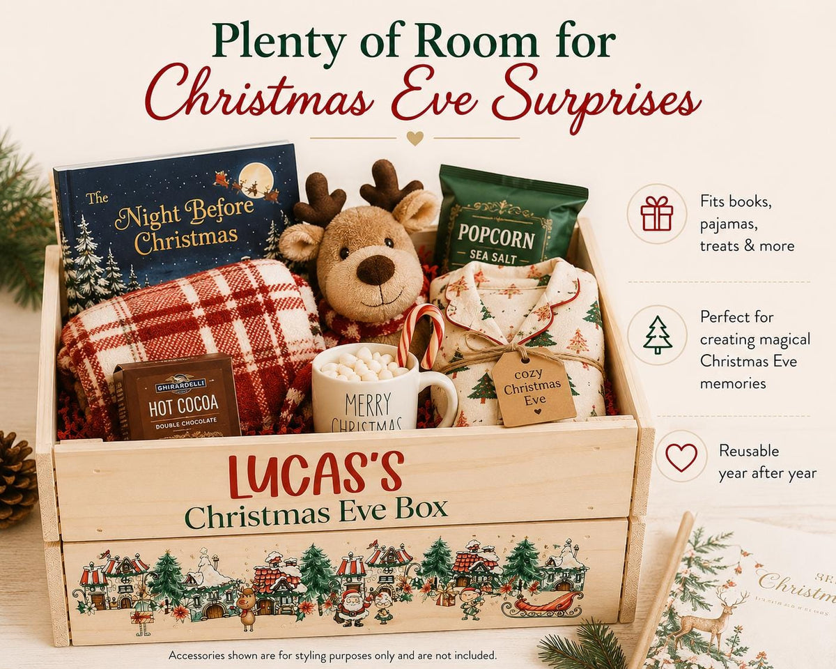 Personalized Christmas Eve Box | Wooden Christmas Eve Crate | Kids Christmas Box | Custom • Box | Family Holiday Tradition