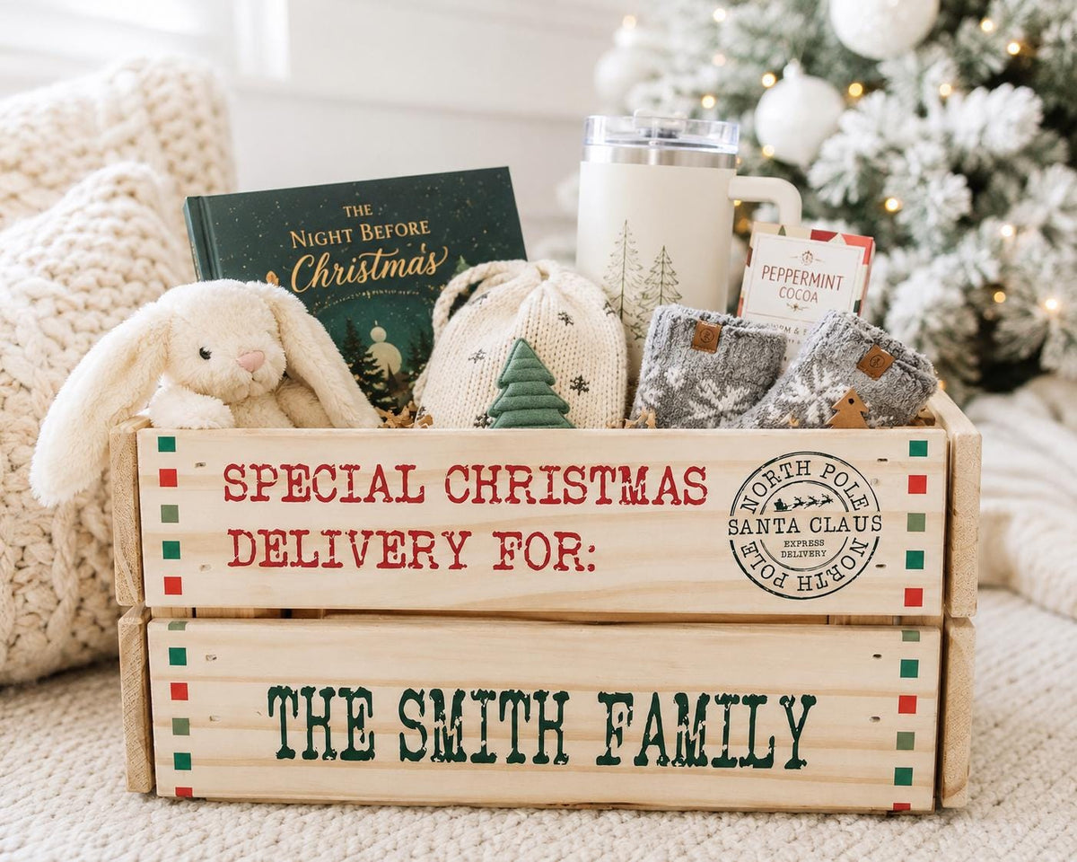 Personalized family Christmas Eve box with Santa Special Delivery design