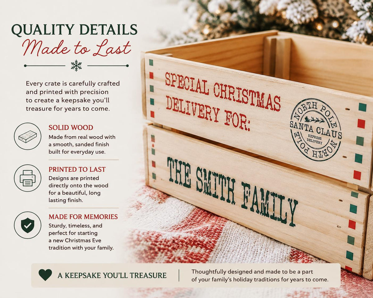 Santa Special Delivery wooden Christmas crate personalized with family name