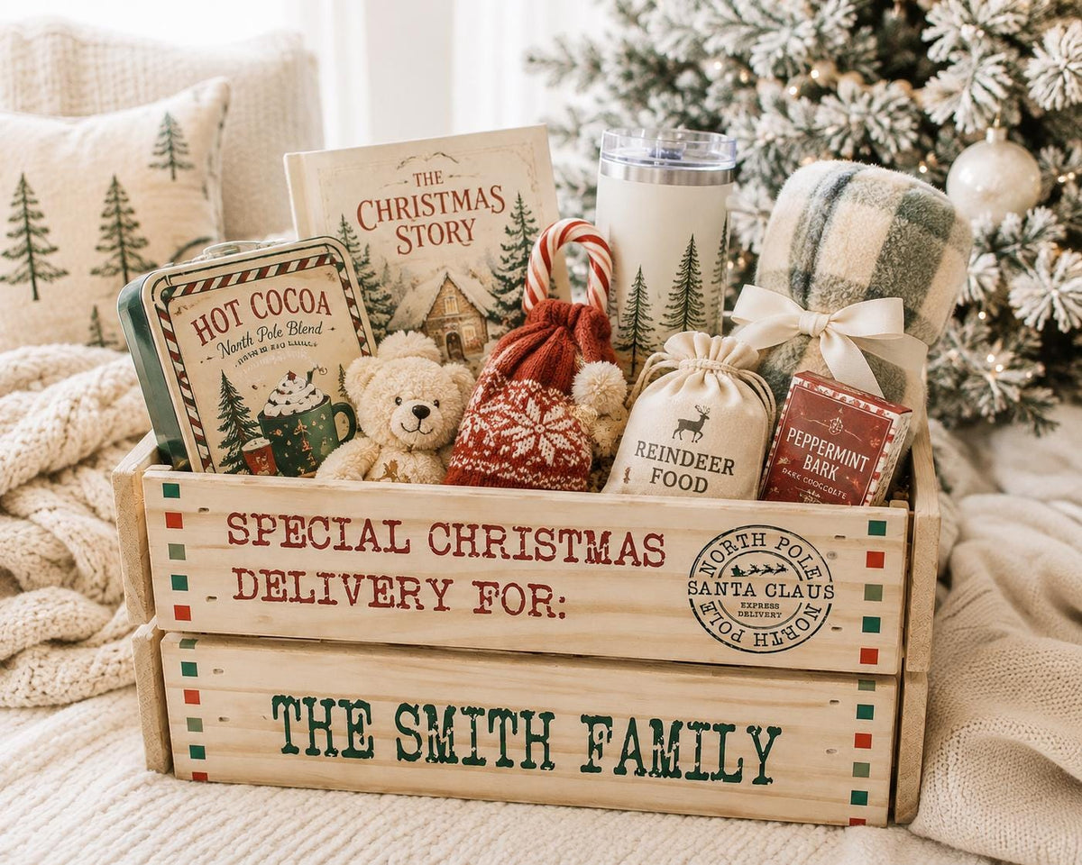 Personalized Christmas Eve Box | Santa Delivery Crate | Family Christmas Box | Wooden Christmas Eve Crate | Custom Holiday Keepsake