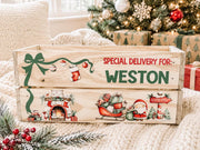 Personalized Christmas Eve Box | Wooden Christmas Eve Crate For Kids | Custom Name Christmas Gift Box | Santa Special Delivery Keepsake