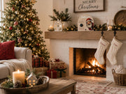 Santa Cam Christmas decoration displayed on fireplace mantel