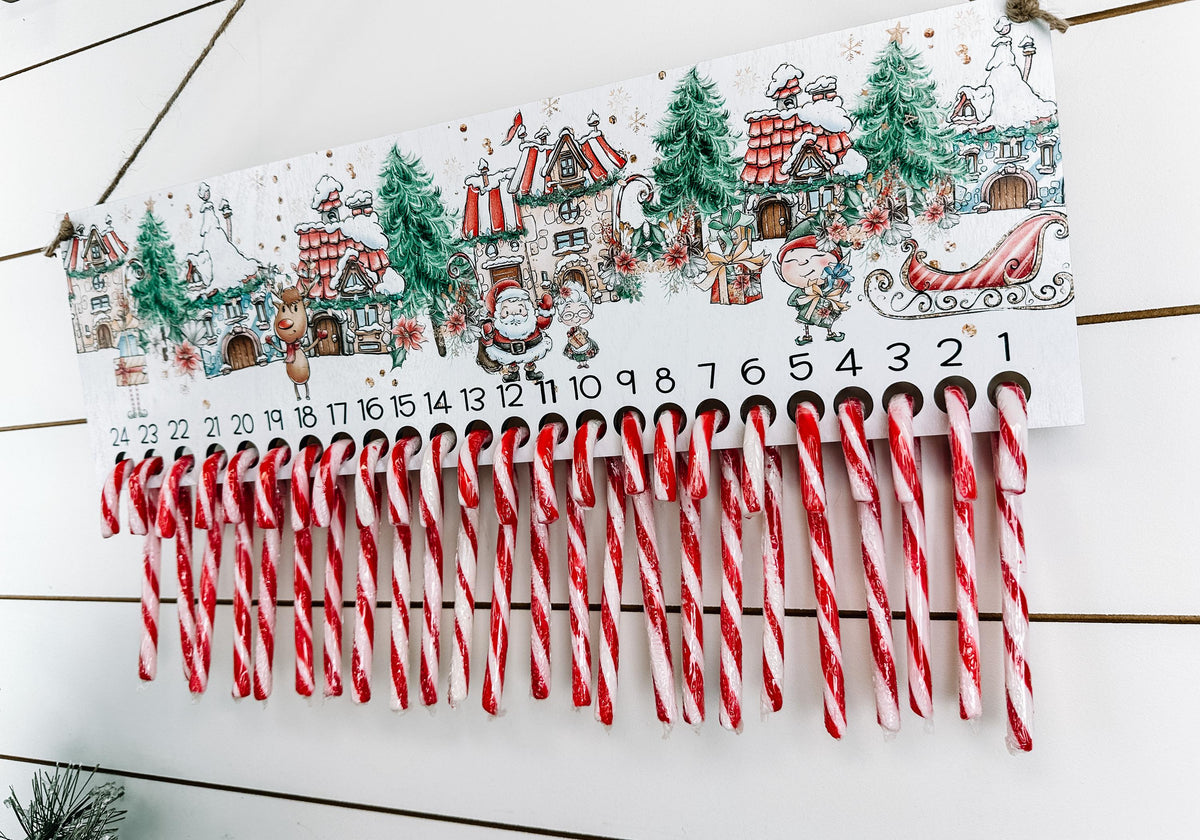 Candy Cane Advent Calendar | Christmas Countdown | Reusable Advent Calendar | Candy Cane Holder | Farmhouse Christmas Decor | Candy Cane