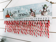 Let It Snow wooden candy cane holder Christmas advent calendar for kids