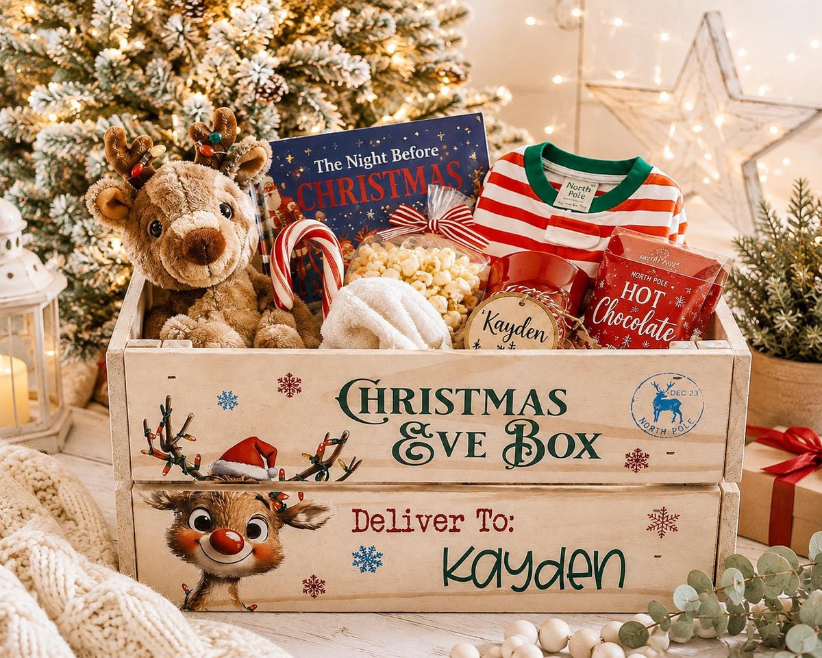 Personalized Christmas Eve Box | Christmas Eve Crate For Kids | Wooden Christmas Box | Santa Box | Family Tradition Gift | Custom Name