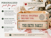 Personalized wooden Santa delivery crate with custom family name