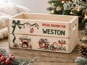 Personalized Christmas Eve Box | Wooden Christmas Eve Crate For Kids | Custom Name Christmas Gift Box | Santa Special Delivery Keepsake