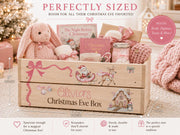Personalized Christmas Eve box for girls measuring approximately 12.25 by 9 by 6 inches